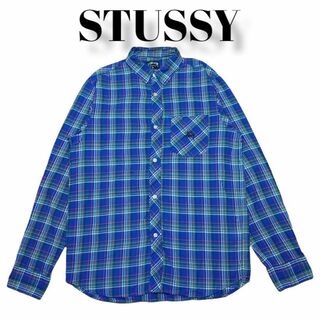 ステューシー(STUSSY)のオンブレ チェックシャツ 古着 ステューシー ボタンシャツ 青(シャツ)