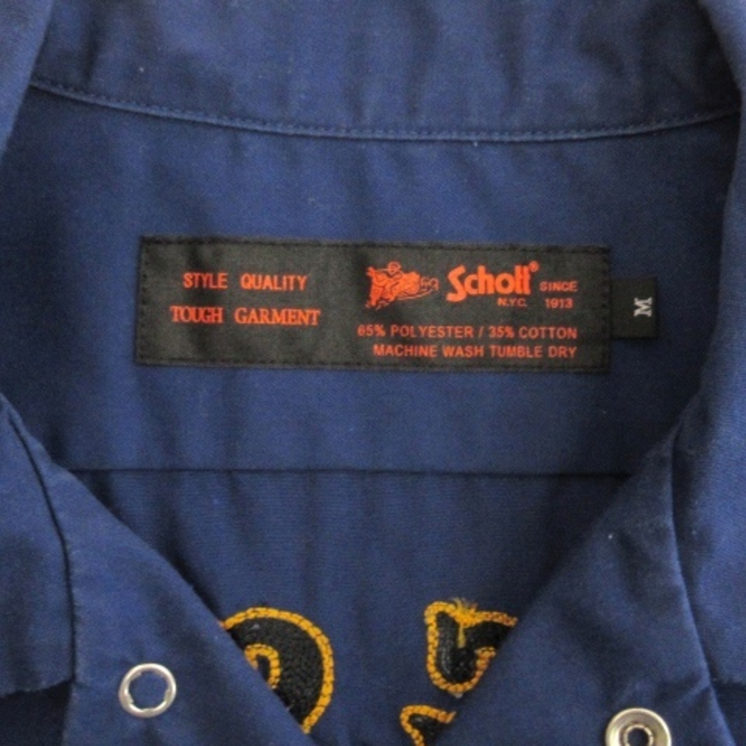 schott(ショット)のショット SCHOTT ワークシャツ 長袖 刺繍 ブルー M メンズのトップス(シャツ)の商品写真