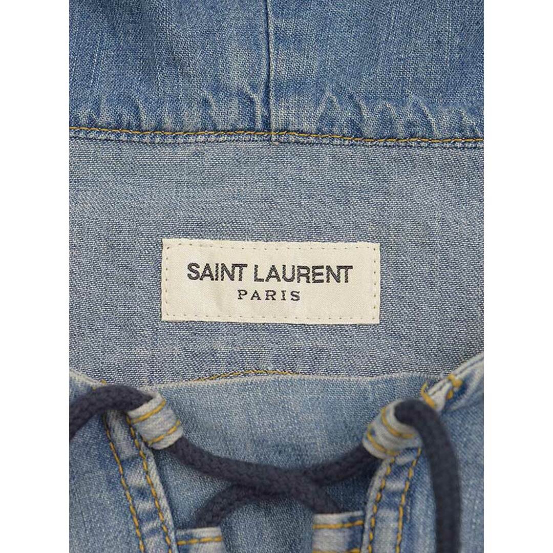 SAINT LAURENT PARIS サンローラン パリ 19SS デストロイデニムフーディ パーカー インディゴ M