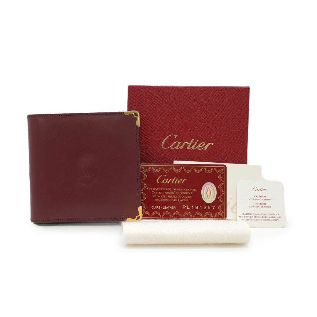 カルティエ 二つ折り財布 レザー ボルドー L3000451