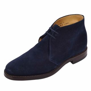 クロケットアンドジョーンズ(Crockett&Jones)の美品 クロケット&ジョーンズ Crockett&Jones ブーツ チャッカブーツ CHERTSEY チャートシー スウェードレザー シューズ メンズ 9.5E(27.5cm相当) ネイビー(ブーツ)