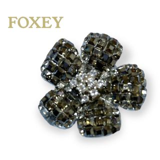 未使用　フォクシー　ブローチ　クリアグレー　FOXEY