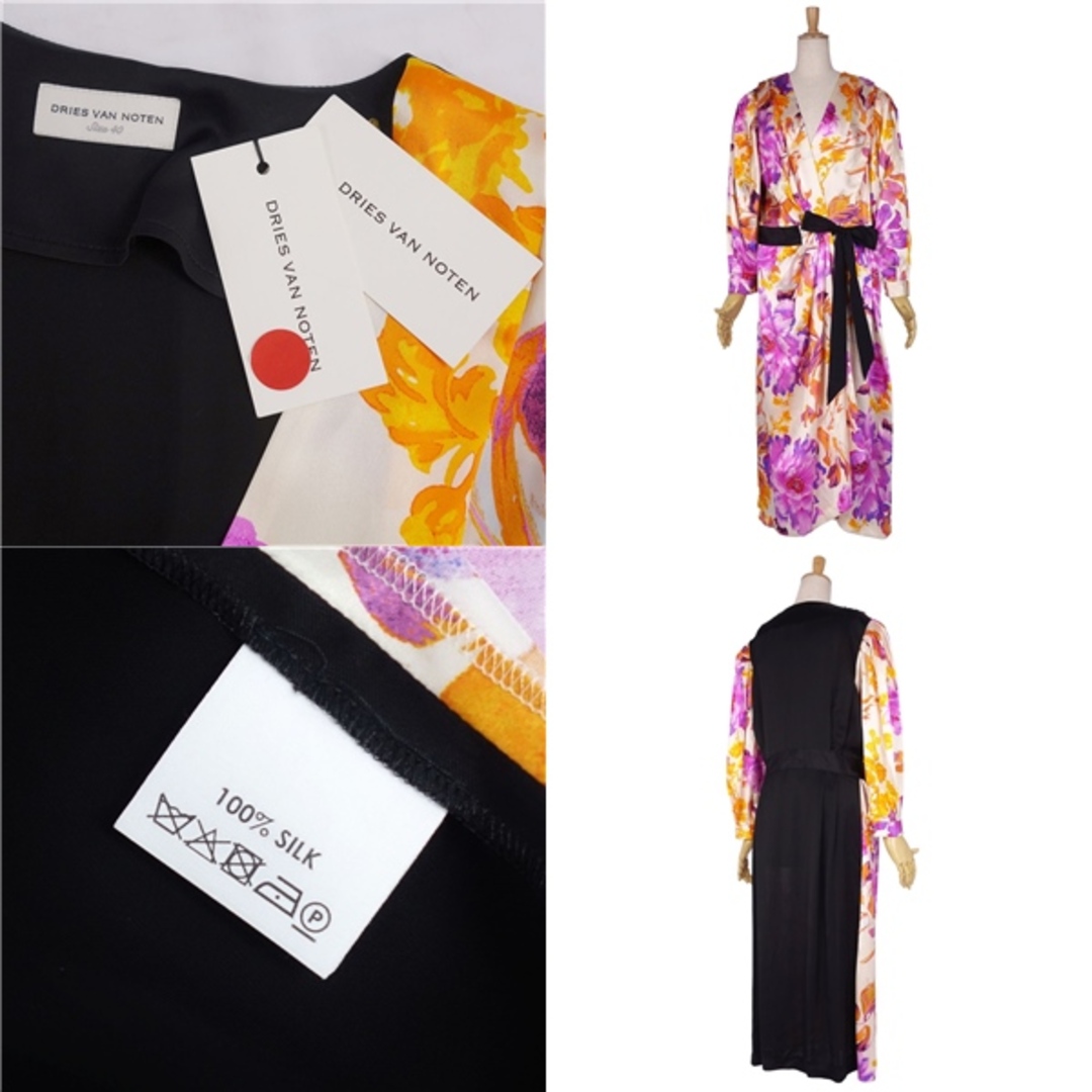 DRIES VAN NOTEN(ドリスヴァンノッテン)の極美品 ドリスヴァンノッテン DRIES VAN NOTEN ワンピース ドレス ロングスリーブ 花柄 シルク100％ トップス レディース 40(M相当) マルチカラー レディースのワンピース(ひざ丈ワンピース)の商品写真