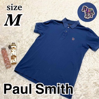 ポールスミス(Paul Smith)のPSポールスミス　ポロシャツ　M コットン　ネイビー　ワッペン　シマウマ(ポロシャツ)