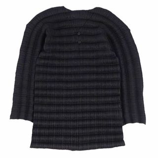 イッセイミヤケ(ISSEY MIYAKE)の美品 イッセイミヤケ ISSEY MIYAKE シャツ ブラウス ロングスリーブ プリーツ 無地 トップス レディース L ブラック(シャツ/ブラウス(長袖/七分))