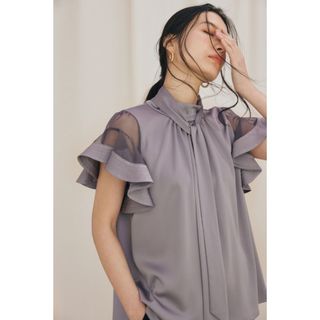 フレイアイディー(FRAY I.D)の【お値下げ】FRAY I.D ラッフルスリーブボウタイブラウス(シャツ/ブラウス(半袖/袖なし))