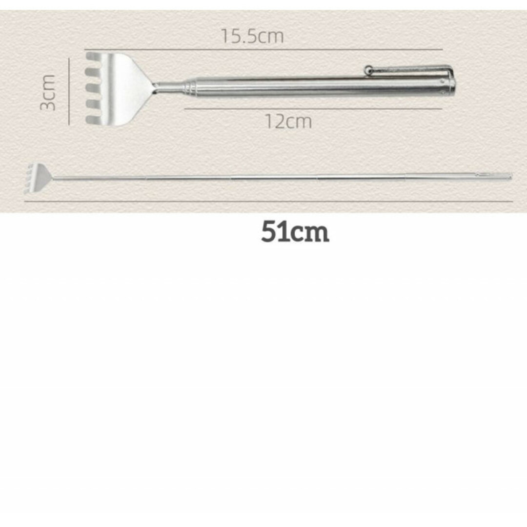 5段階調節　孫の手　最大51㎝　ステンレス　携帯用　軽量　ペン型　まごの手　背中 インテリア/住まい/日用品の日用品/生活雑貨/旅行(その他)の商品写真