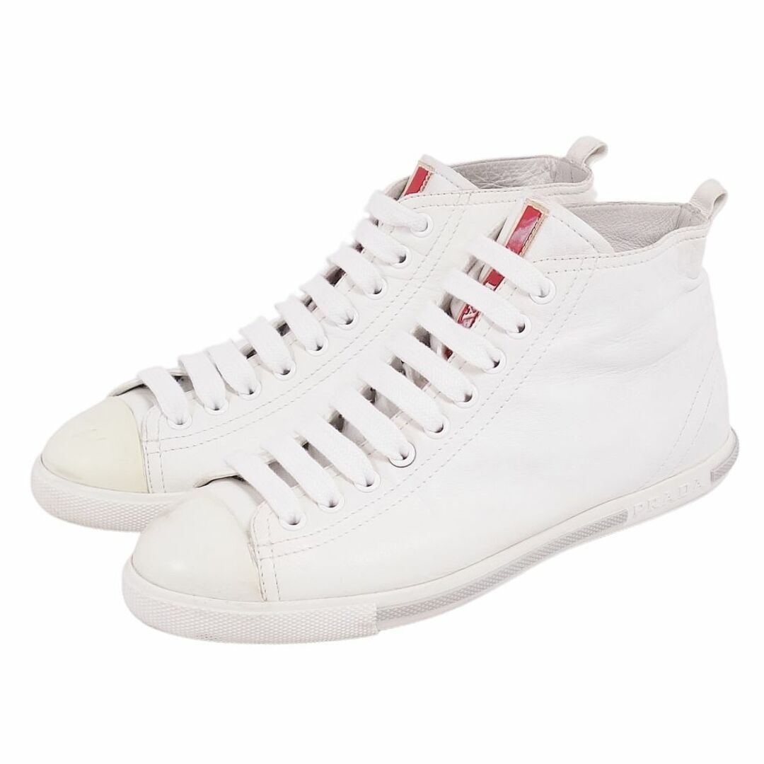 プラダ スポーツ PRADA SPORT スニーカー ハイカット カーフレザー レースアップ シューズ 靴 レディース 36  1/2(23.5cm相当) ホワイト