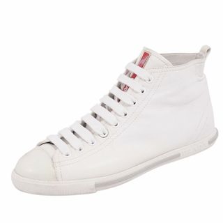 プラダ スポーツ PRADA SPORT スニーカー ハイカット カーフレザー レースアップ シューズ 靴 レディース 36  1/2(23.5cm相当) ホワイト