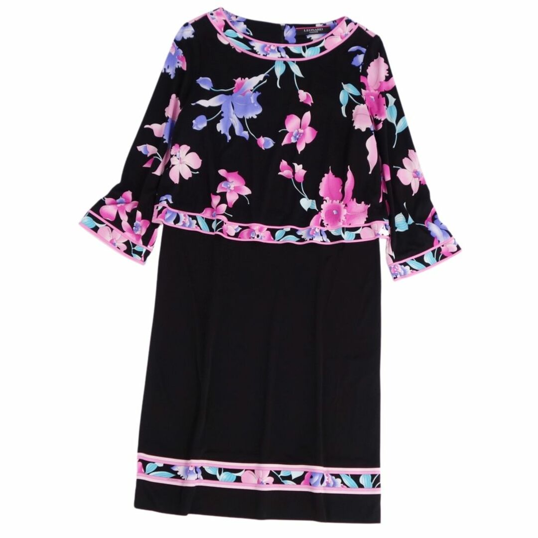 極美品 レオナール LEONARD FASHION ワンピース ロングスリーブ 花柄 ジャージー トップス レディース 38(M相当) マルチカラー | フリマアプリ ラクマ
