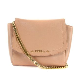 極美品 FURLA アクセサリーポーチ チェーンショルダーウォレット 現行ロゴ