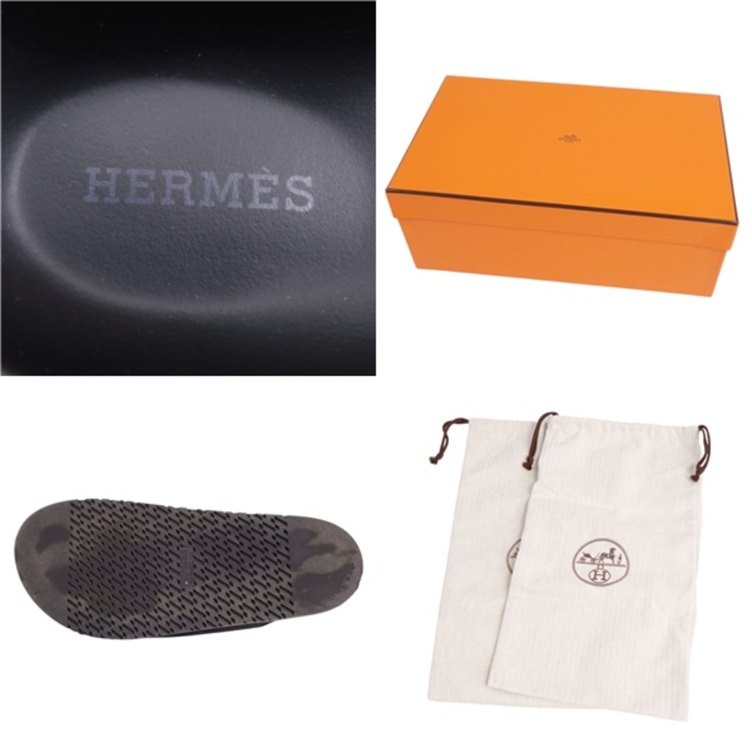 Hermes(エルメス)の美品 エルメス HERMES サンダル Go mule ゴー ミュール Hロゴ スウェードレザー シューズ メンズ イタリア製 44(28cm相当) ブラック メンズの靴/シューズ(サンダル)の商品写真