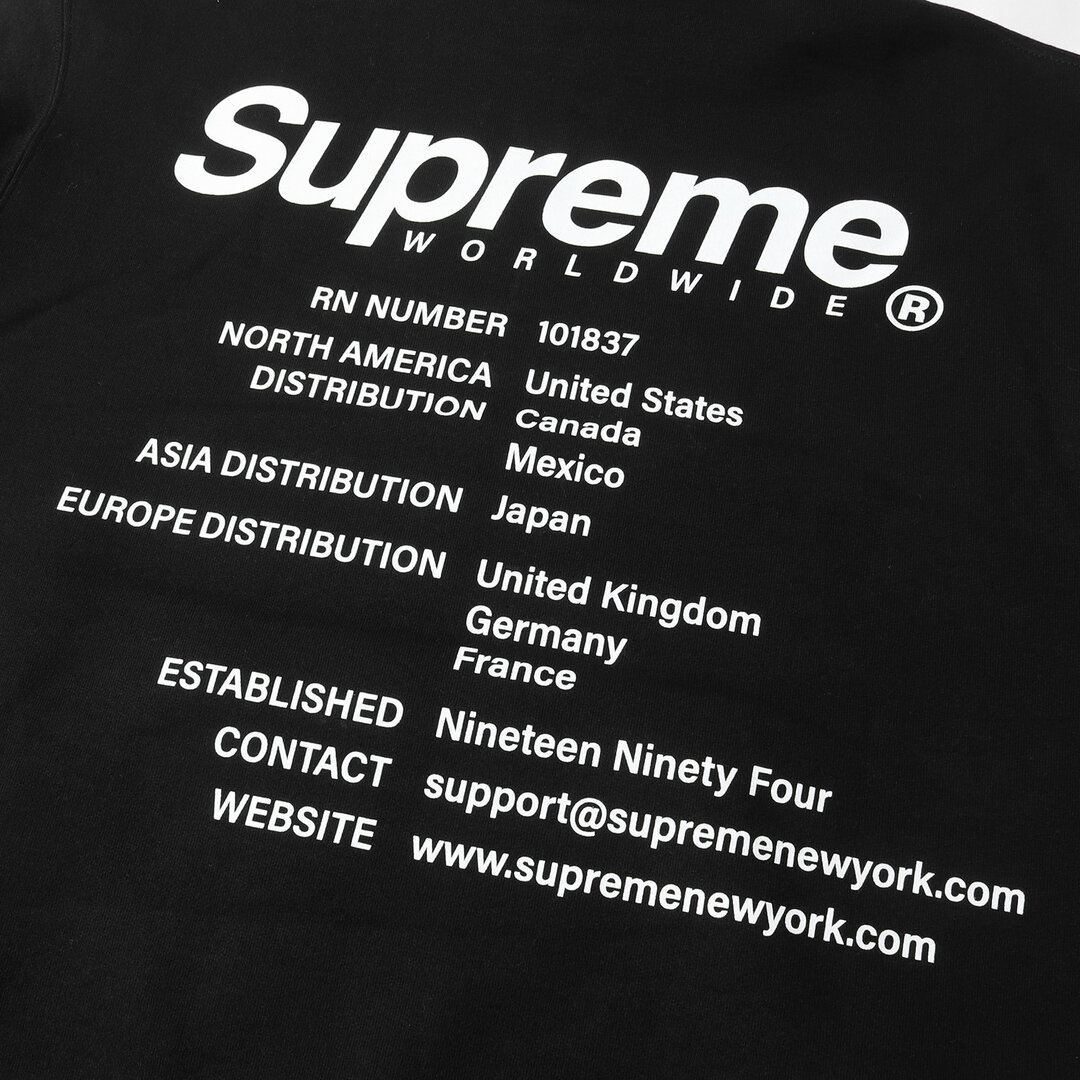 Supreme シュプリーム パーカー サイズ:M 23SS ブランドロゴ スウェット パーカー Worldwide Hooded  Sweatshirt ブラック 黒 トップス フーディー 【メンズ】【中古】【美品】