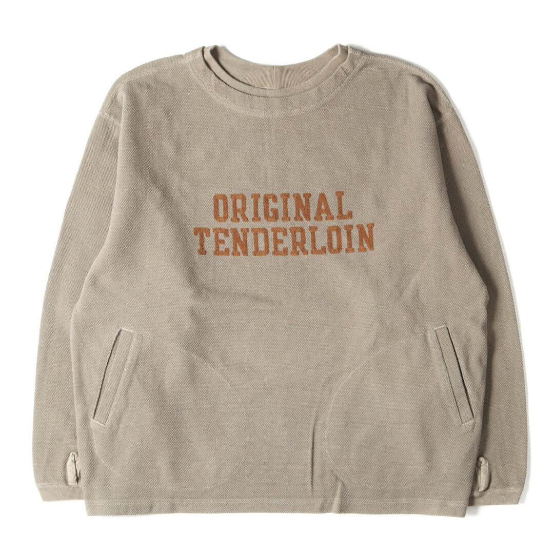 TENDERLOIN(テンダーロイン)のTENDERLOIN テンダーロイン スウェット サイズ:L 22SS ロゴ 刺繍 オーバーサイズ 鹿の子 スウェット MOSS STITCH SWEAT カーキ 1トップス トレーナー クルーネック 長袖【メンズ】【中古】 メンズのトップス(スウェット)の商品写真