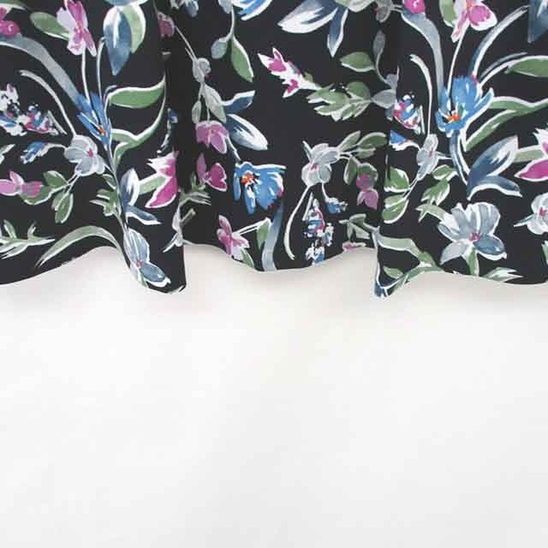 ReFLEcT(リフレクト)のリフレクト Reflect フレア スカート 花柄 ひざ丈 薄手 7 黒 緑 レディースのスカート(ひざ丈スカート)の商品写真