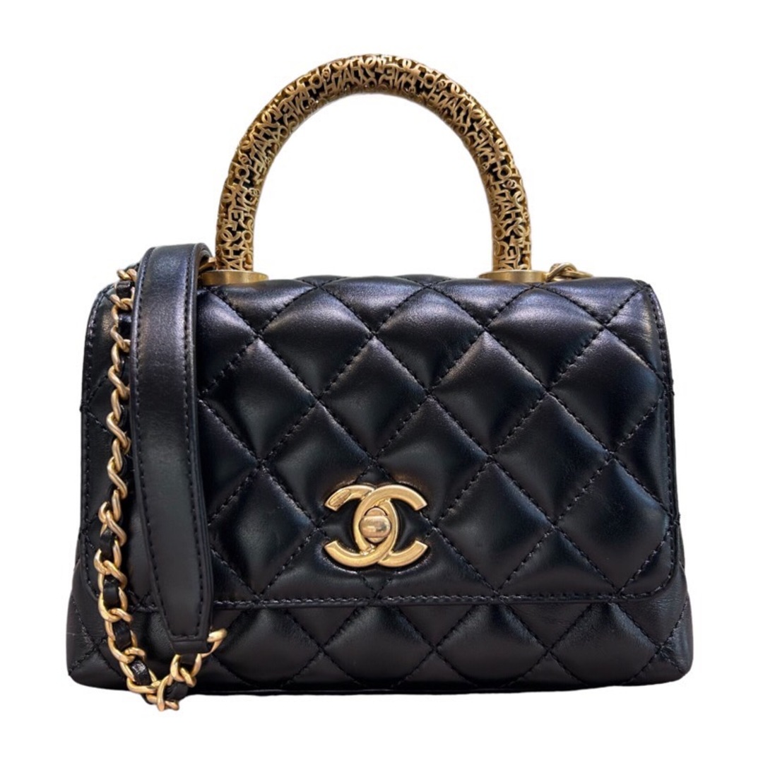 シャネル CHANEL ココハンドル AS2215 ブラック/GD金具 ラムスキン レディース ハンドバッグ