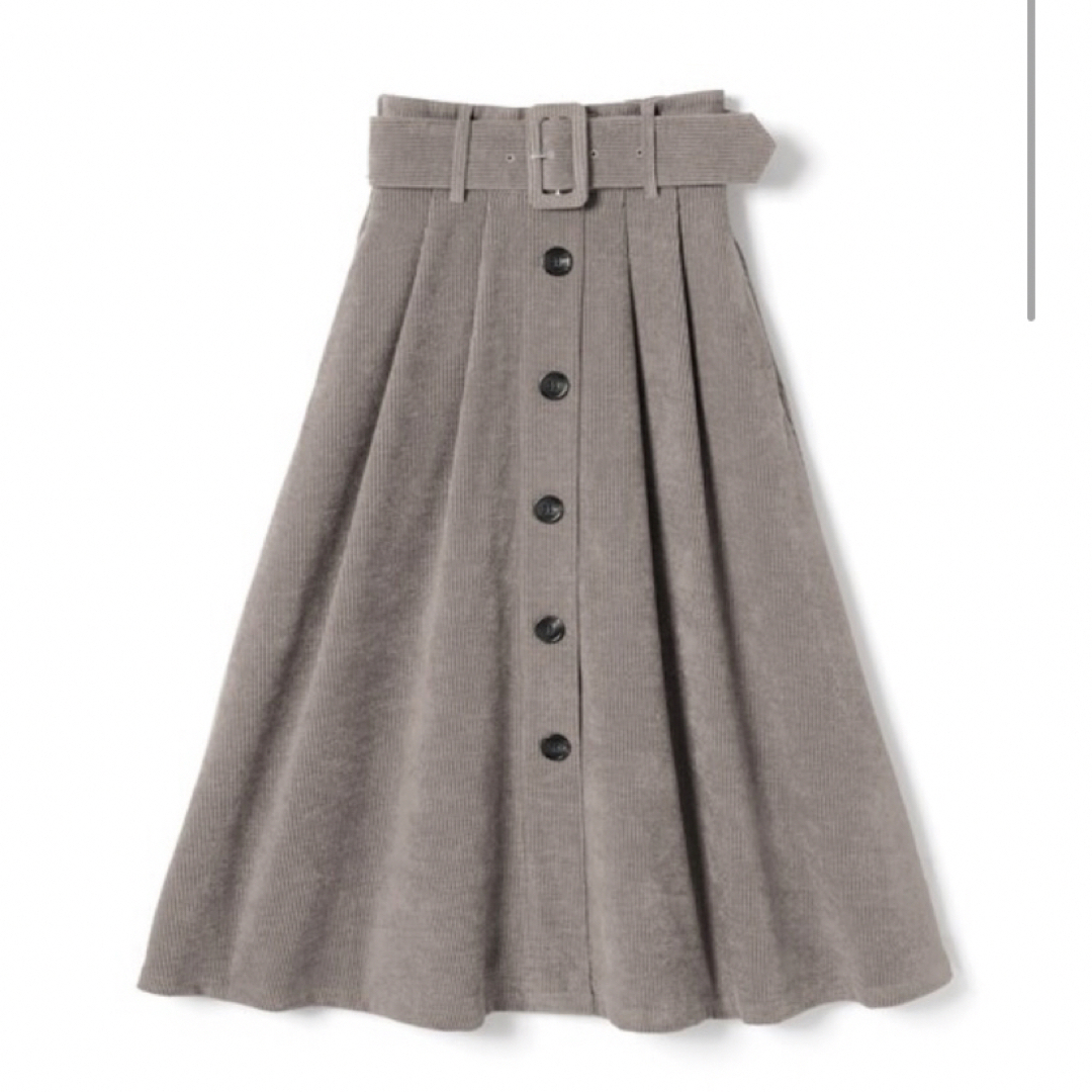GRL(グレイル)のベルト付きコーデュロイフロントボタンフレアスカート レディースのスカート(ロングスカート)の商品写真