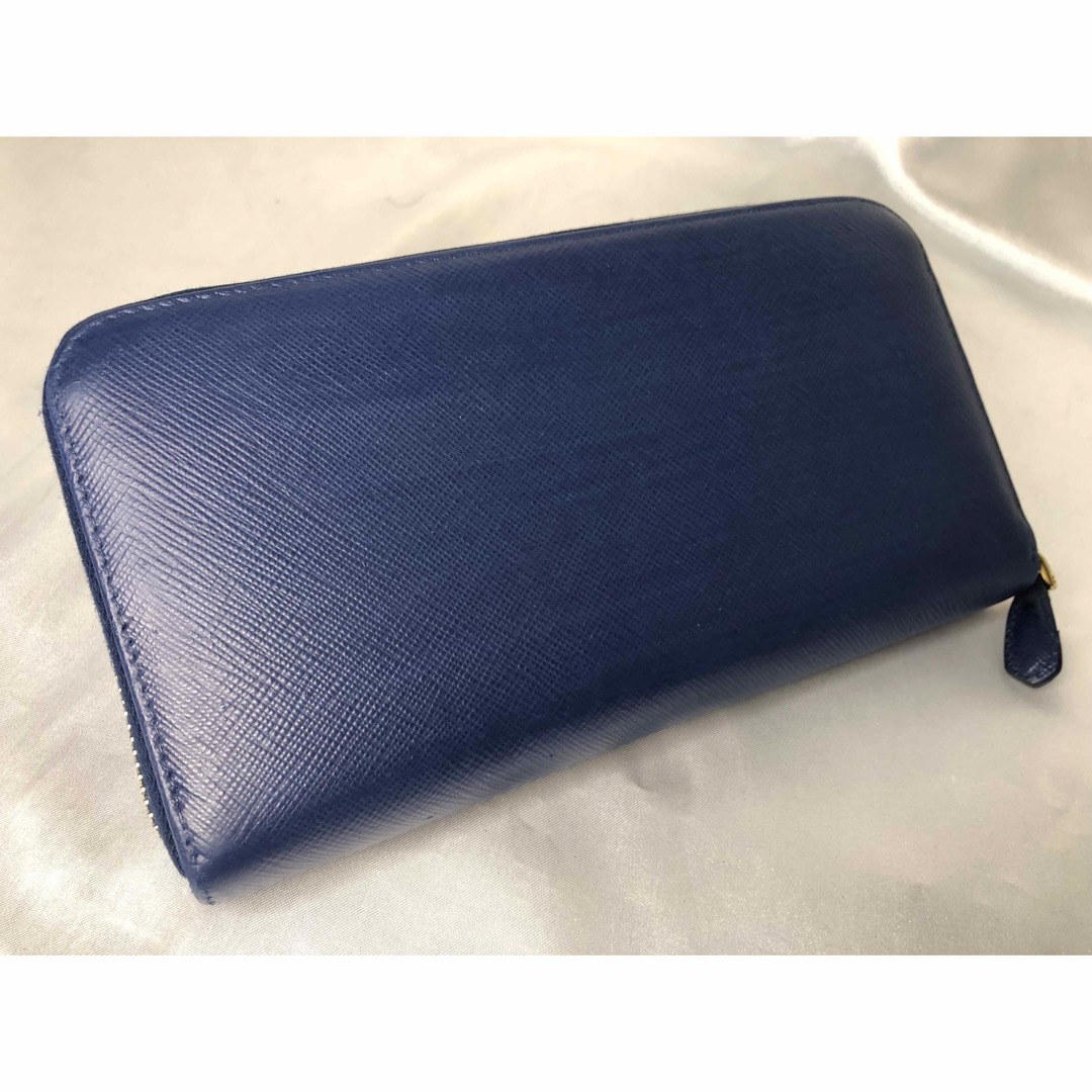 超美品　PRADA プラダ 長財布　ラウンドファスナー　リボン　BLUETTE