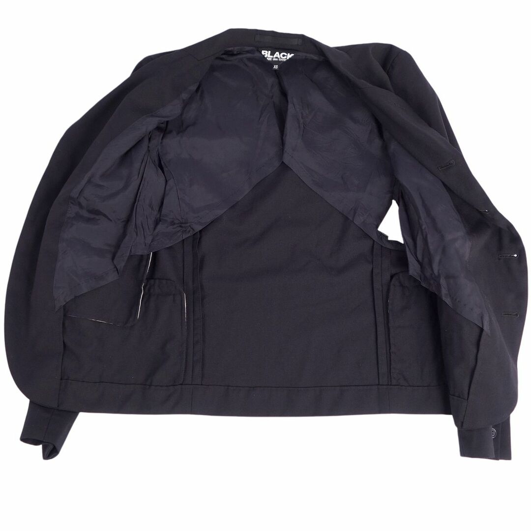 BLACK COMME des GARCONS(ブラックコムデギャルソン)の美品 ブラックコムデギャルソン BLACK COMME des GARCONS ジャケット テーラードジャケット 無地 ウールギャバジン アウター レディース XS ブラック レディースのジャケット/アウター(テーラードジャケット)の商品写真