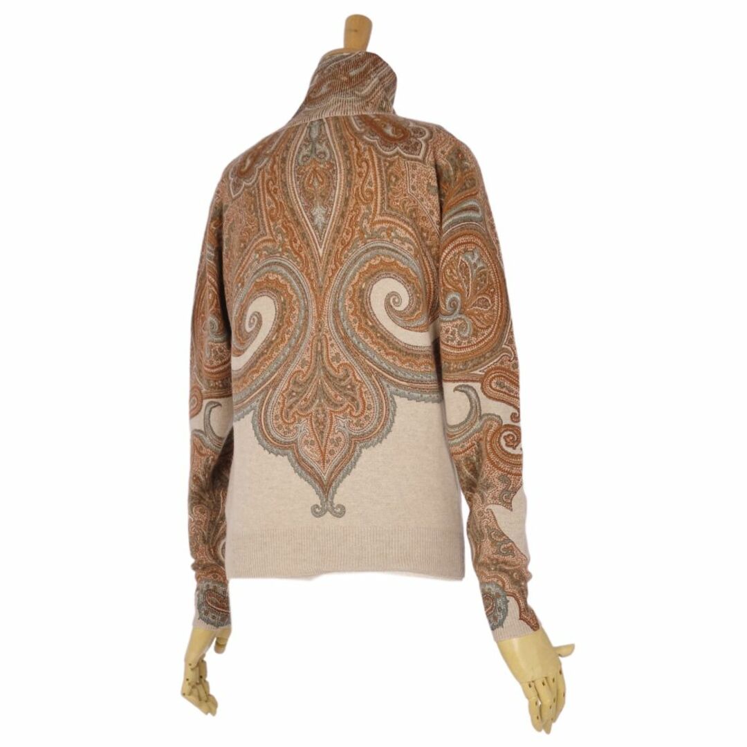 美品 エトロ ETRO ニット セーター ハイネック ペイズリー カシミヤ100% トップス レディース 42(L相当) ベージュ/ブラウン