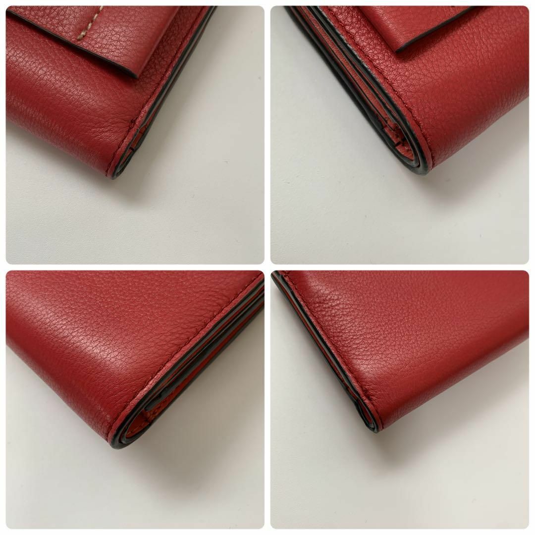 極美品✨アニヤハインドマーチ 三つ折り財布 レザー リボン レッド 箱