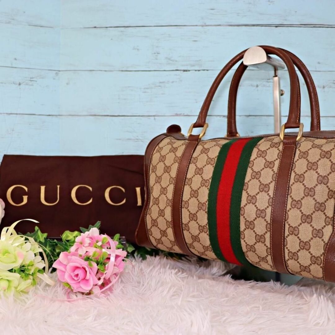 Gucci - GUCCI オールドグッチ ミニボストンバッグ シェリーライン GG