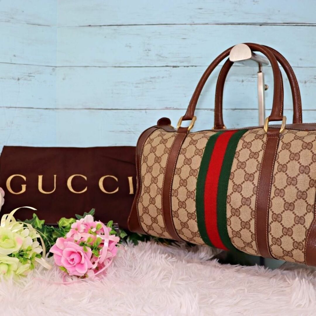 GUCCI オールドグッチ ミニボストンバッグ シェリーライン GGスプリーム-