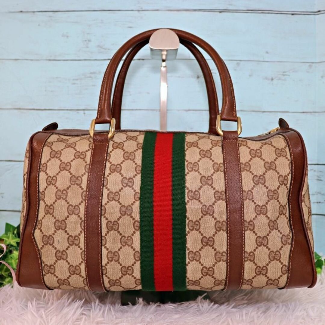 Gucci - GUCCI オールドグッチ ミニボストンバッグ シェリーライン GG