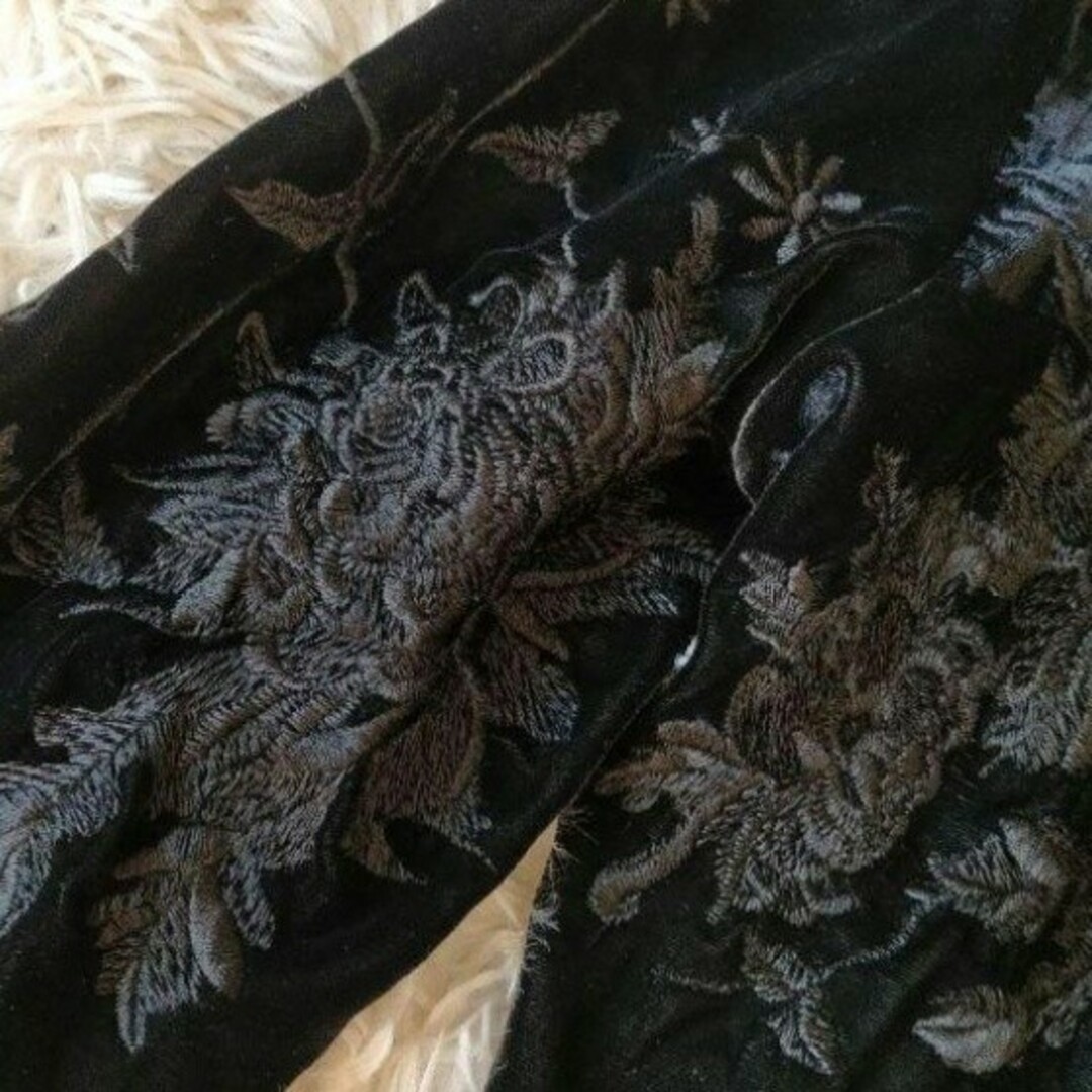 【ZARA】ベロア刺繍ジャケット ショールカラー Sサイズ ブラック