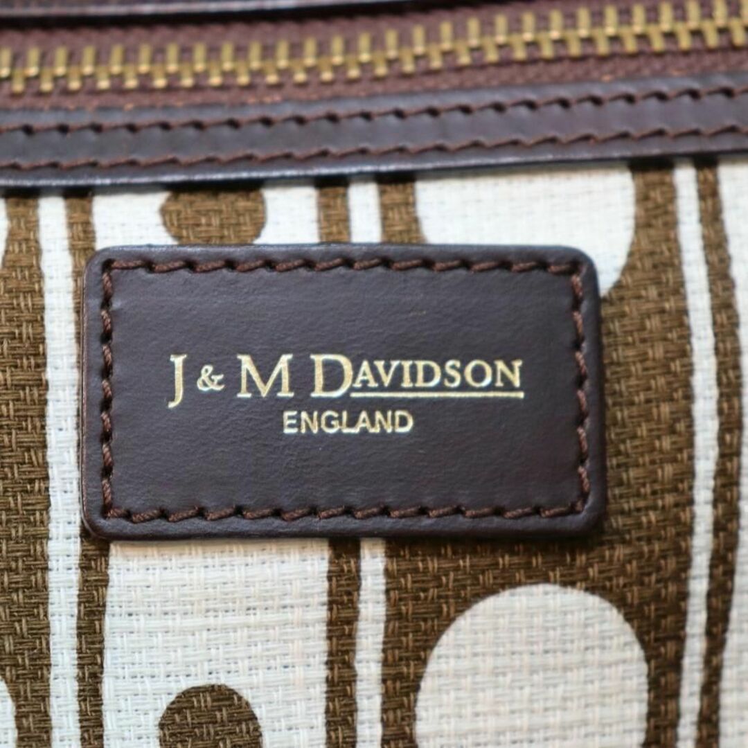 J&MDAVIDSON ハンドバッグ 緑系茶色 ナイロン×革 水玉 大容量 1