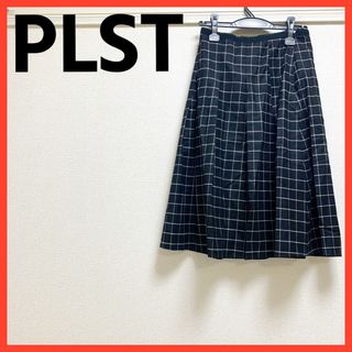 プラステ(PLST)の【PLST】プラステ ブロックチェック ブラック 膝丈スカート(ひざ丈スカート)