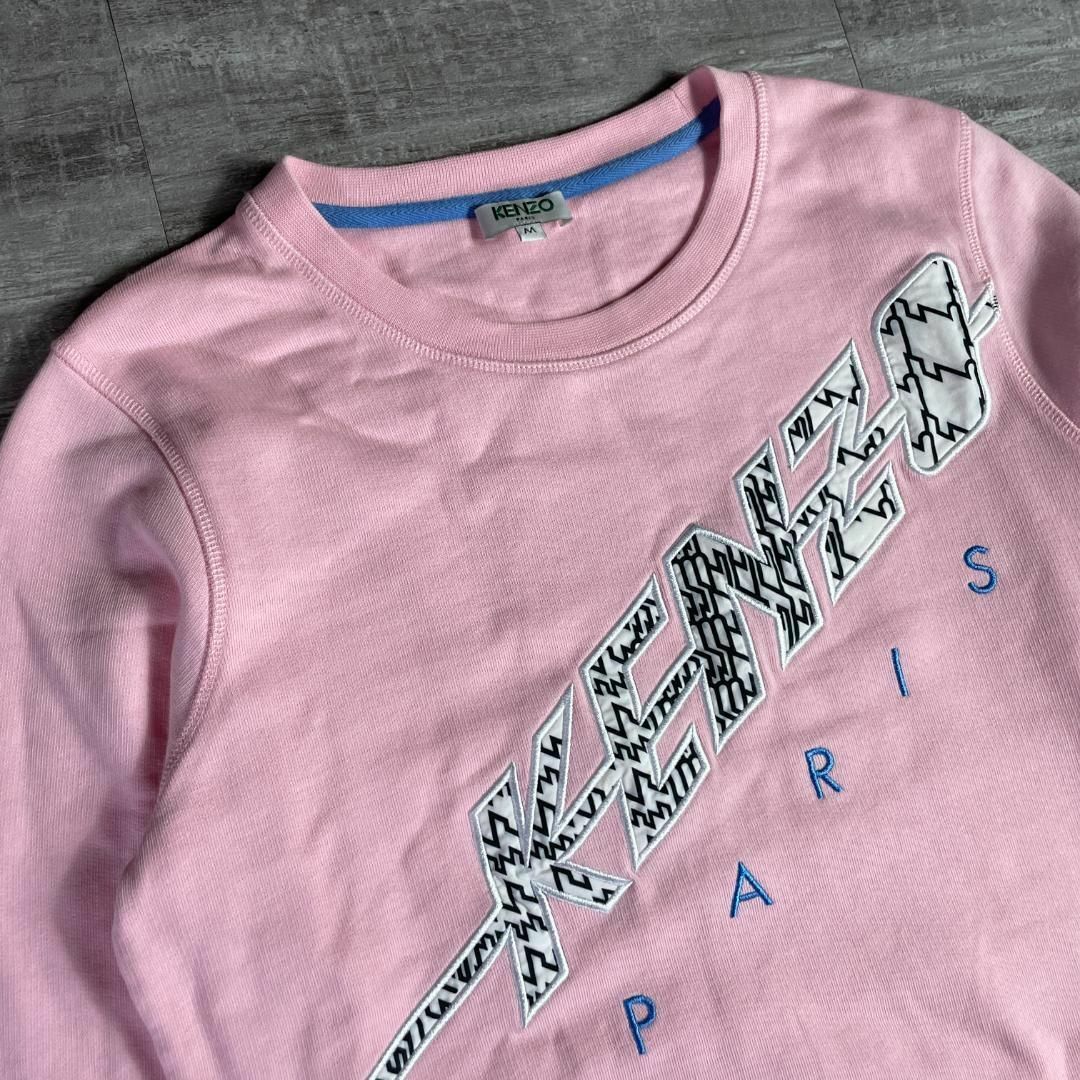 美品 KENZO ケンゾー スウェット トレーナー 刺繍ロゴ ピンクM NIGO