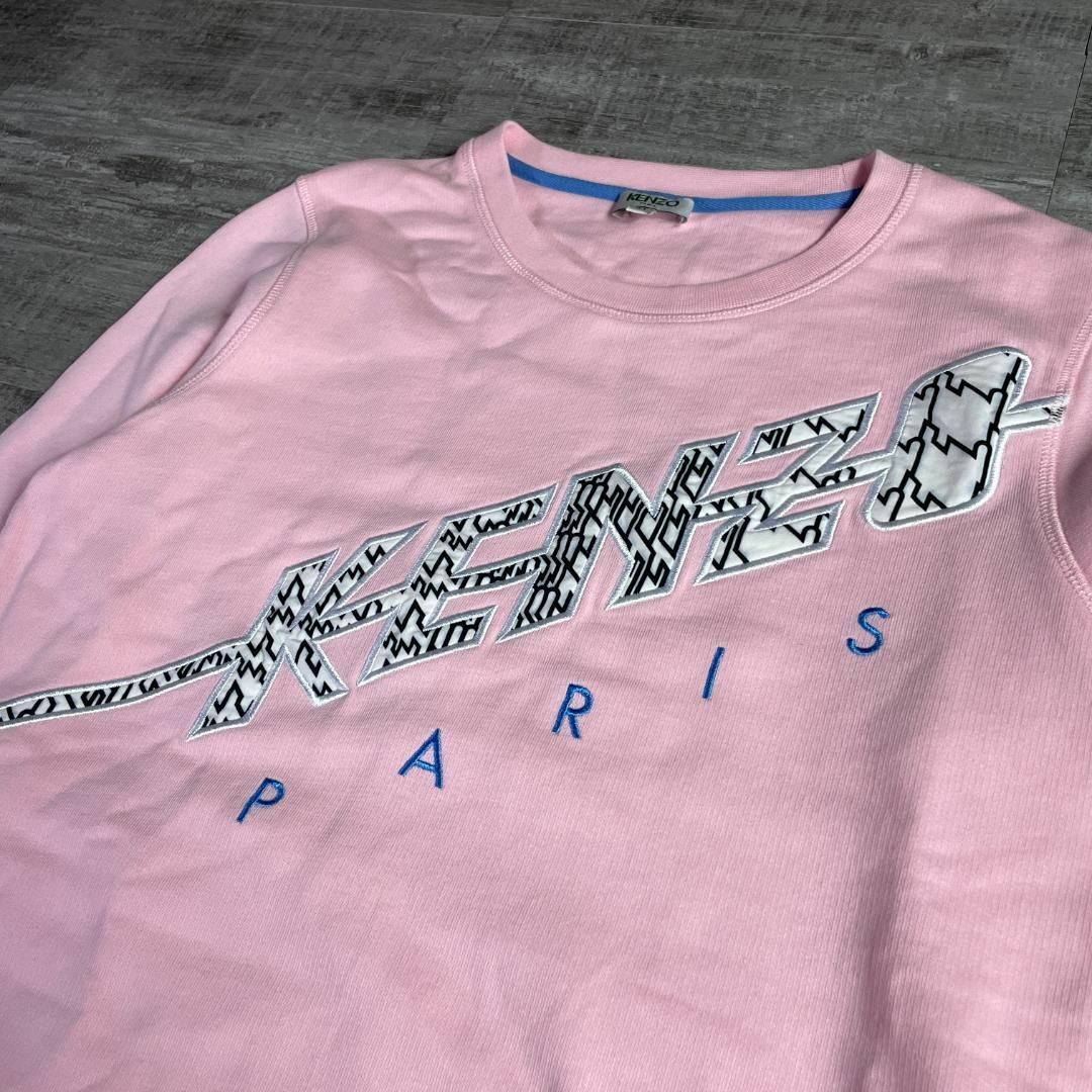 美品 KENZO ケンゾー スウェット トレーナー 刺繍ロゴ ピンクM NIGO