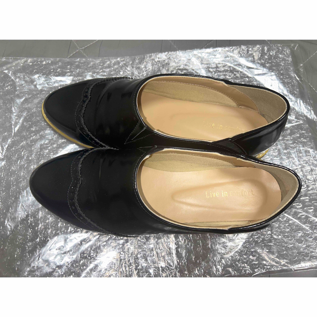 FELISSIMO(フェリシモ)のフラットシューティー エナメルブラック レディースの靴/シューズ(ハイヒール/パンプス)の商品写真