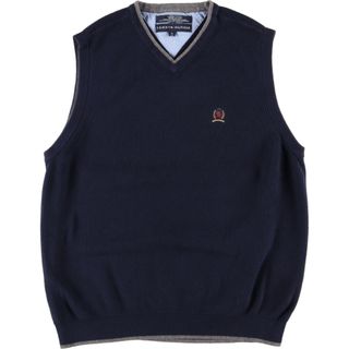 トミーヒルフィガー(TOMMY HILFIGER)の古着 トミーヒルフィガー TOMMY HILFIGER Vネック コットンニットベスト メンズS /eaa373016(ベスト)