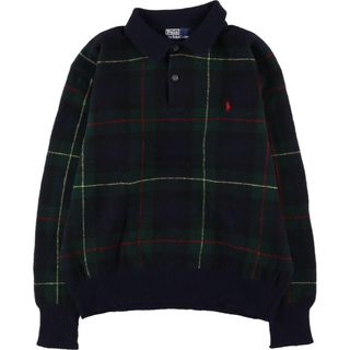 ラルフローレン(Ralph Lauren)の古着 ラルフローレン Ralph Lauren POLO by Ralph Lauren チェック柄 ブラックウォッチチェック 襟付き ウールニットセーター メンズM /eaa344889(ニット/セーター)