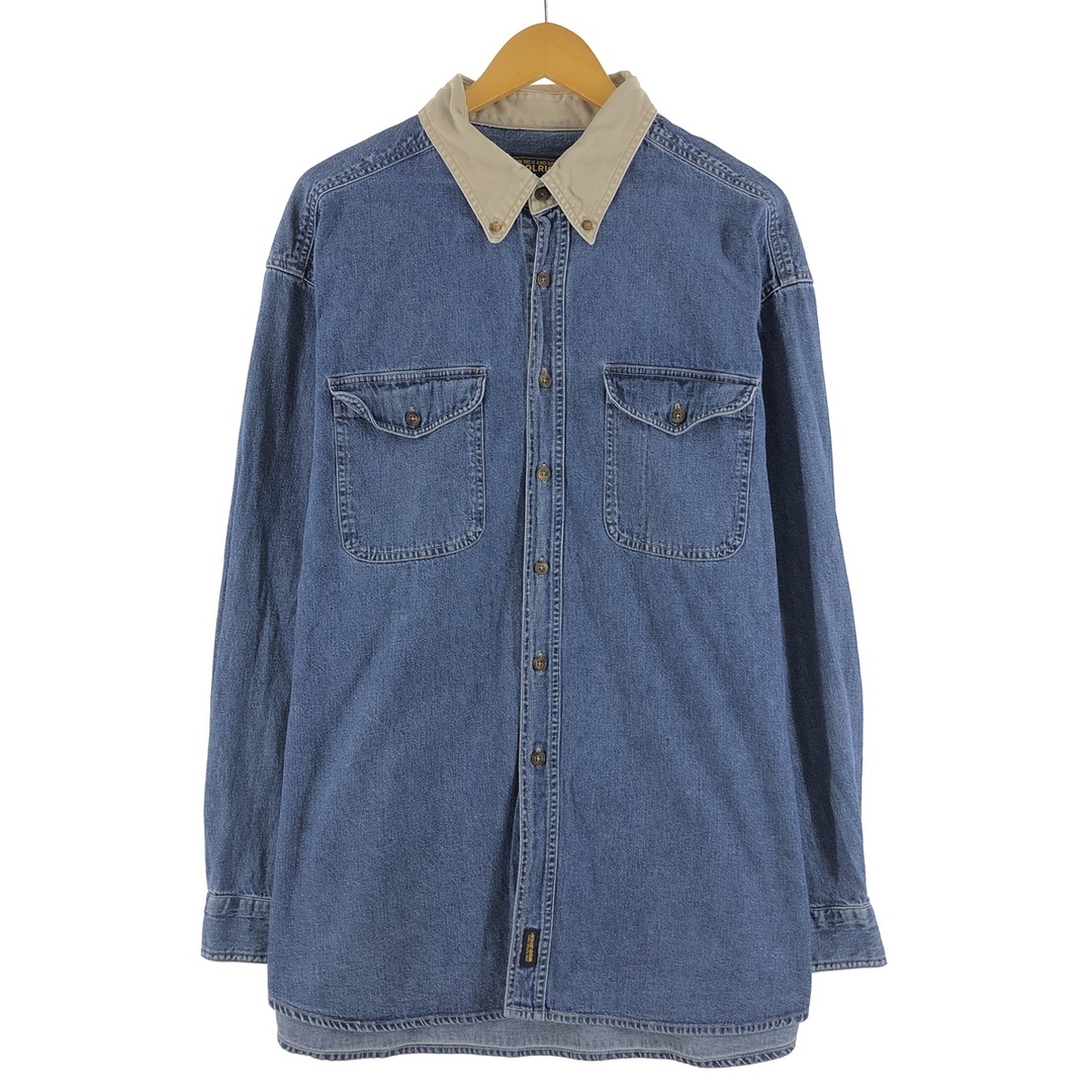 ウールリッチ WOOLRICH JOHN RICH AND BROS 長袖 ボタンダウンデニムシャツ メンズXL /eaa373720