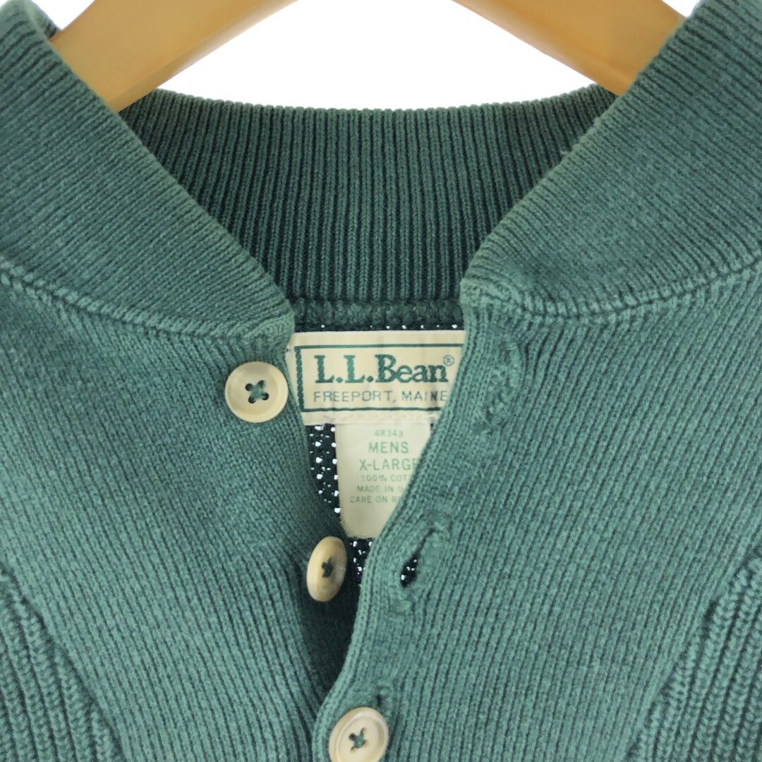 80年代 エルエルビーン L.L.Bean リブ編み コットンニットハーフボタンセーター USA製 メンズXL ヴィンテージ /eaa373404