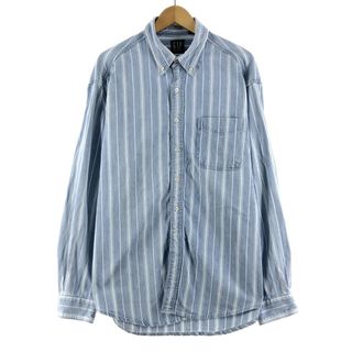 90年代 ギャップ GAP ストライプ 長袖 ボタンダウンデニムシャツ メンズXXL ヴィンテージ /eaa373717