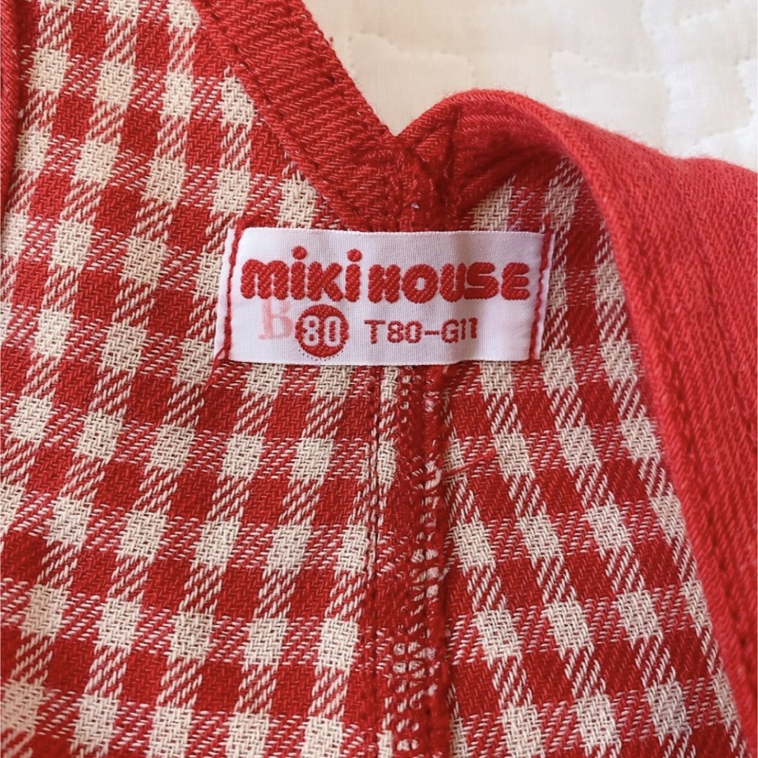 mikihouse(ミキハウス)のMIKI HOUSE　ミキハウス　オーバーオール　くま　子供服　80 キッズ/ベビー/マタニティのベビー服(~85cm)(ロンパース)の商品写真