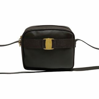 極 美品 Salvatore Ferragamo フェラガモ ヴァラリボン 金具 レザー 本革 ミニ ショルダーバッグ ポシェット ブラック 黒 19188