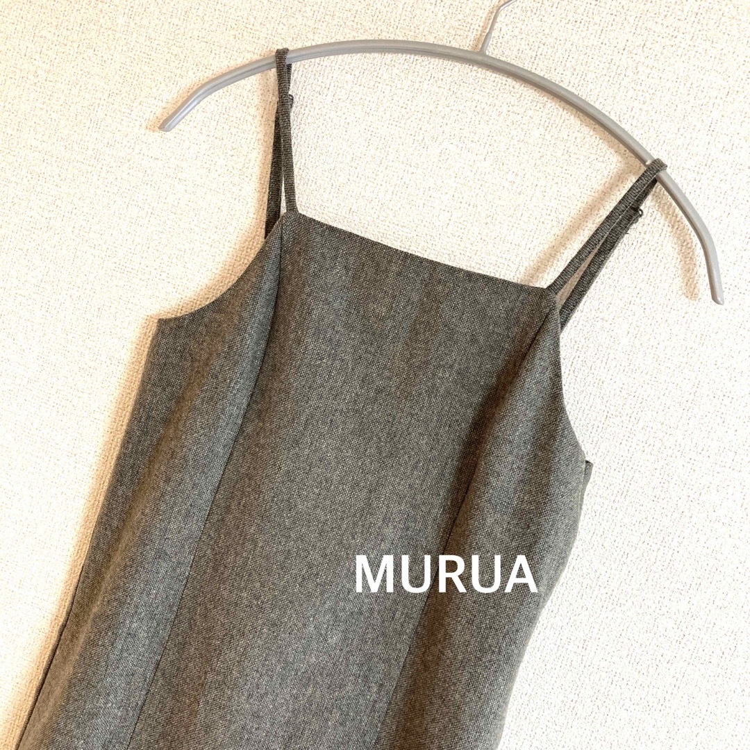 MURUA(ムルーア)の美品　MURUA ムルーア　ロング　キャミワンピース　ライトグレー レディースのワンピース(ロングワンピース/マキシワンピース)の商品写真