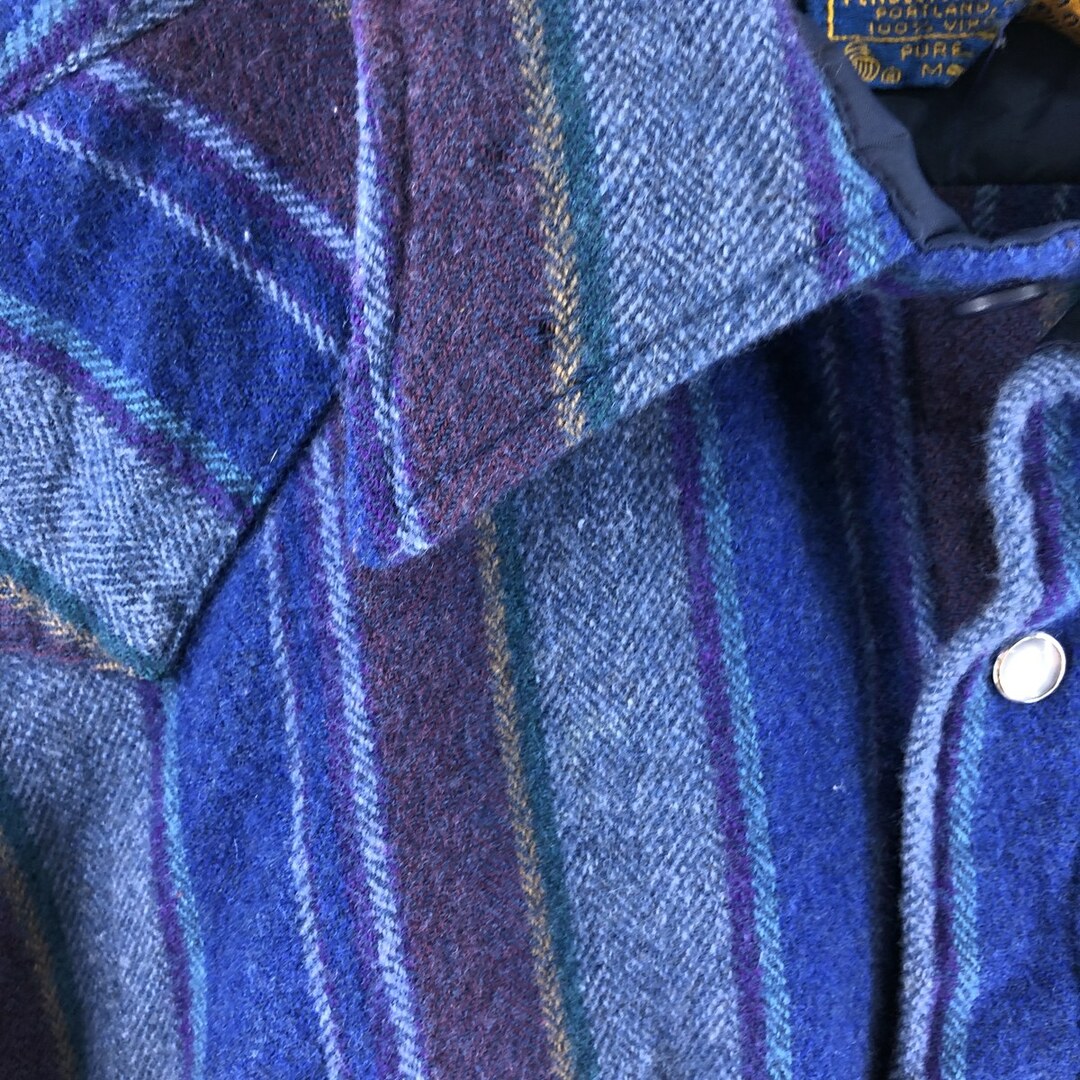 70年代 ペンドルトン PENDLETON ストライプ柄 ウールウエスタンシャツ USA製 メンズM ヴィンテージ /eaa370655
