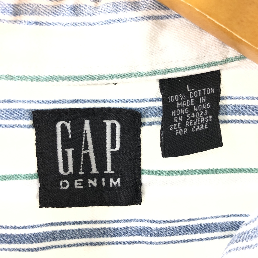 GAP(ギャップ)の古着 90年代 ギャップ GAP DENIM オールドギャップ ストライプ柄 長袖 ボタンダウンデニムシャツ メンズXL ヴィンテージ /eaa373820 メンズのトップス(シャツ)の商品写真