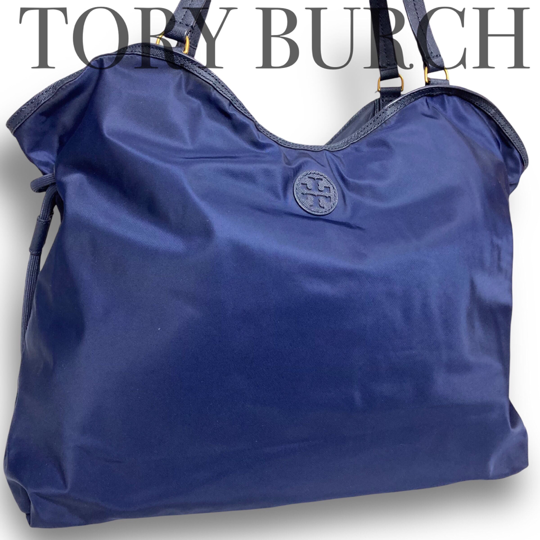 TORY BURCH トリーバーチ 大容量トートバッグ ナイロン パテントレザー