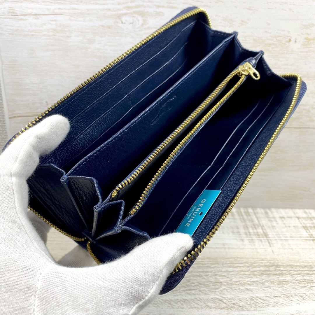 クロコダイル 長財布 ネイビー マット加工 レディース メンズ クロコ