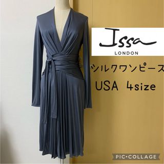 Issa London イッサロンドン★シルクレーヨンワンピース グレー 未使用
