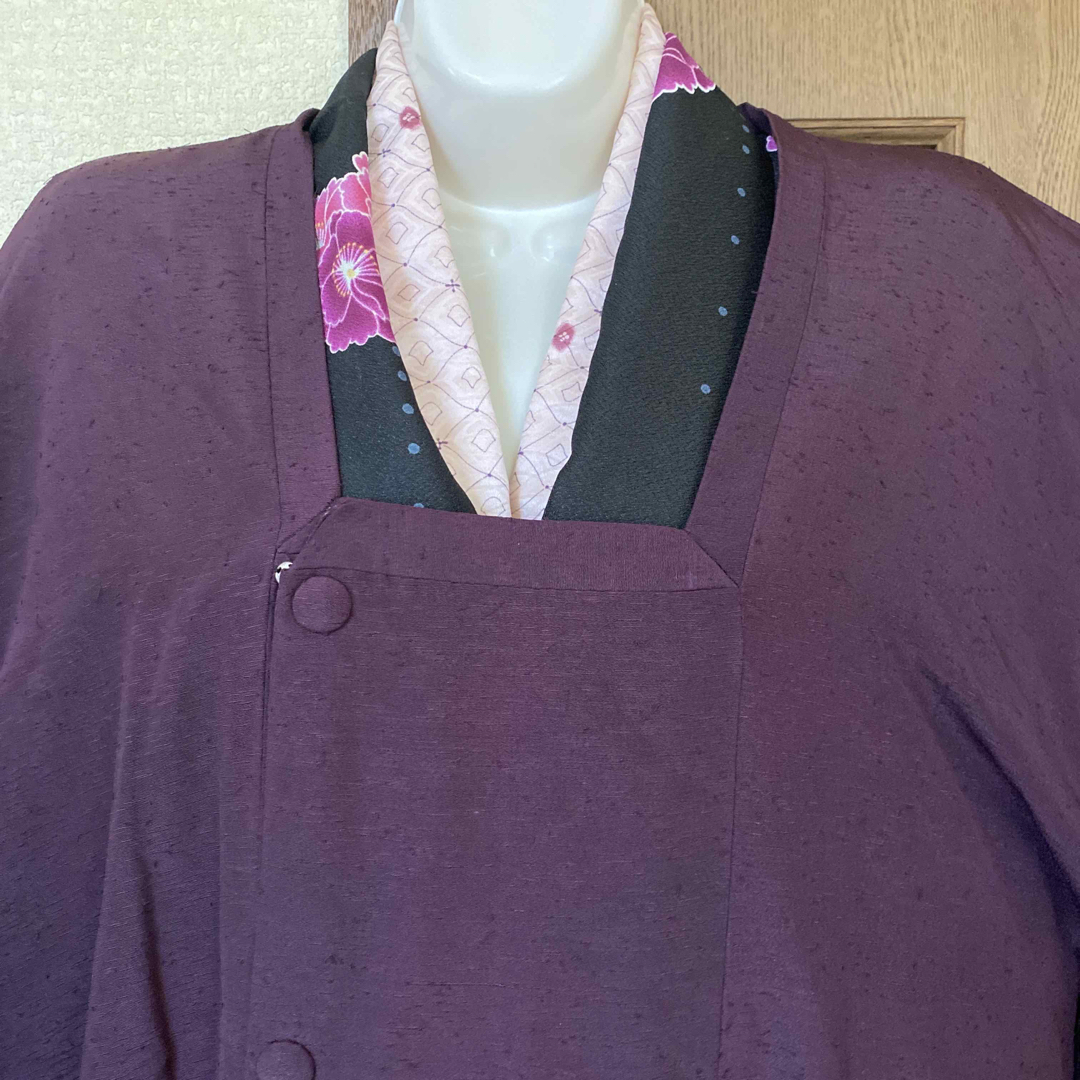 [💟ロング道行コート　正絹　紬　深い紫💟] レディースの水着/浴衣(着物)の商品写真
