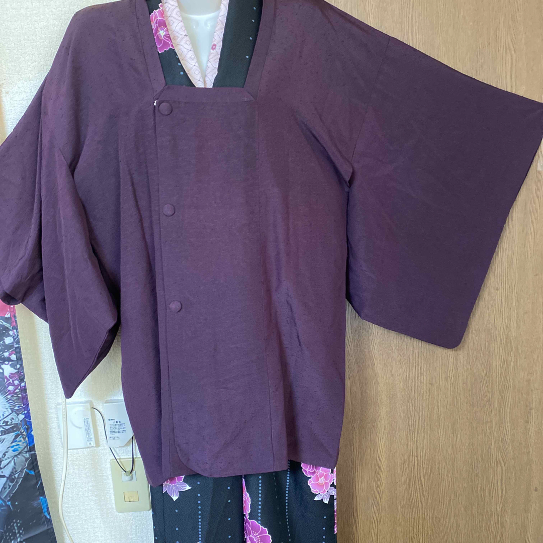 [💟ロング道行コート　正絹　紬　深い紫💟] レディースの水着/浴衣(着物)の商品写真