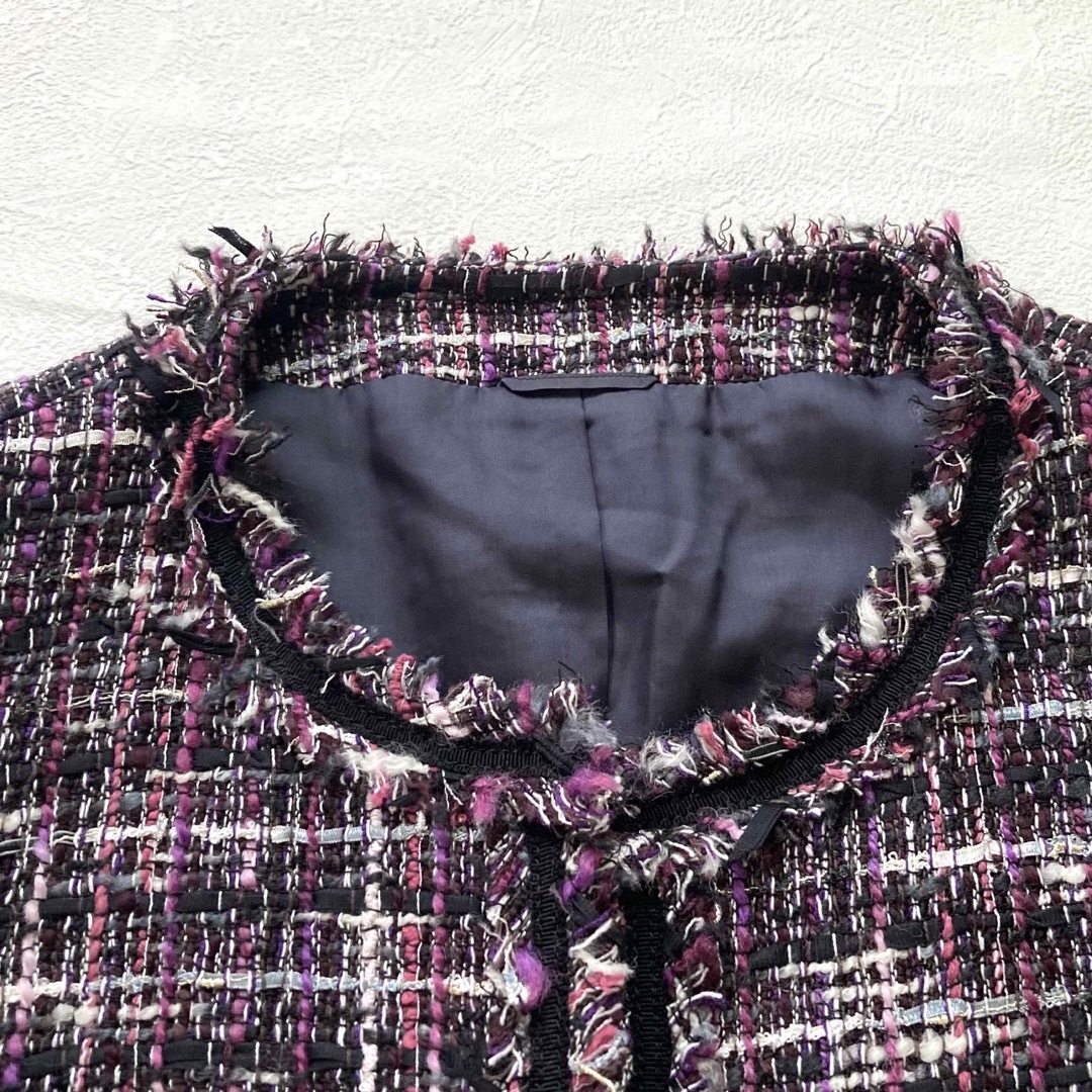 ANAYI - 美品○アナイ○ノーカラーツイードジャケット ミックスカラー